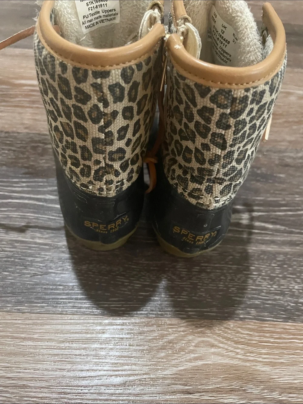 Sperry Kids Leopard-Print Rain & Snow Boots - Black, Tan